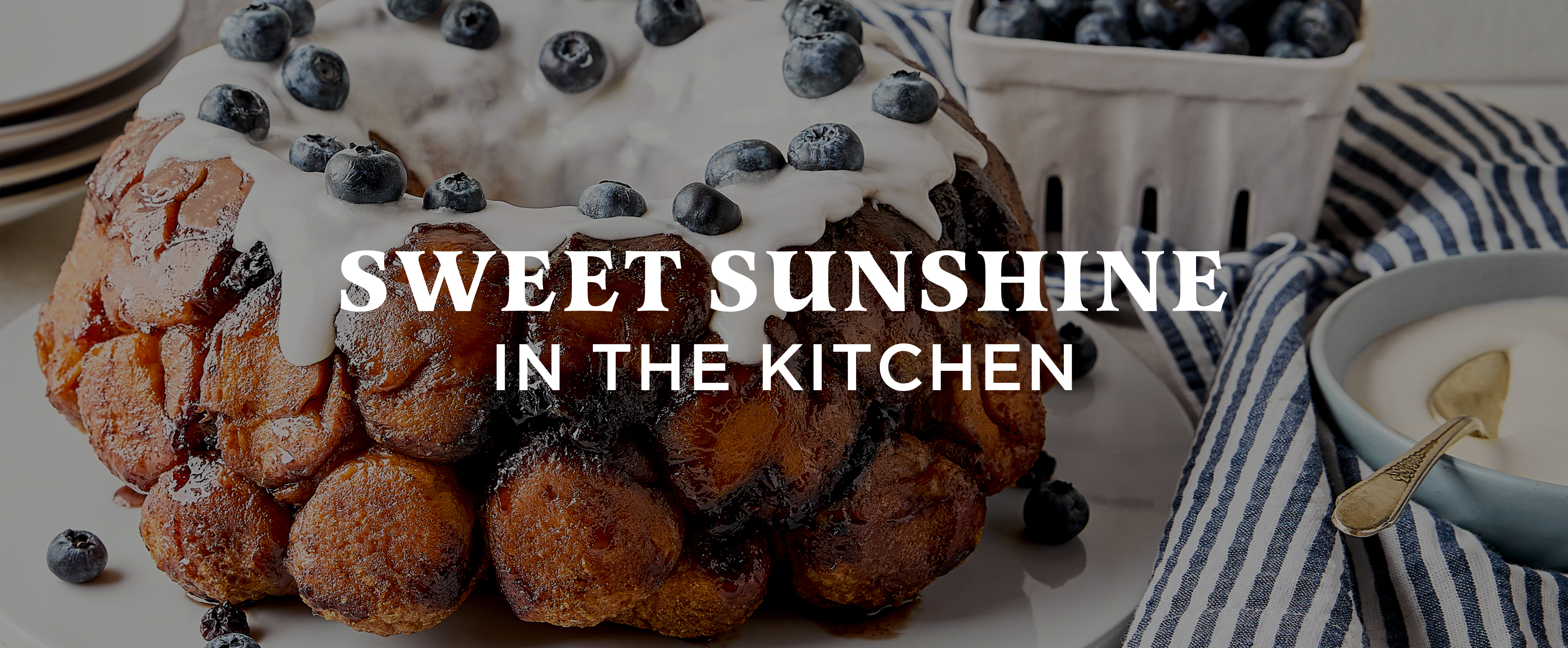 Blueberry Monkey Bread with text Sweet Sunshine in the Kitchen