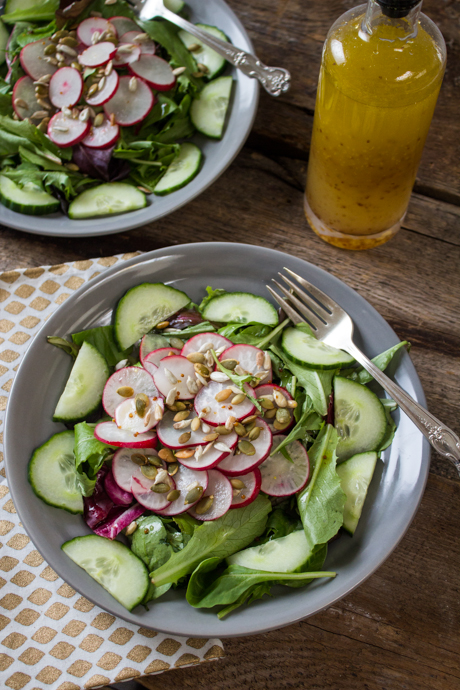 Fresh Greens with Sweet Dijon Vinaigrette