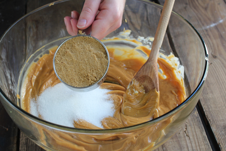 2. Cream peanut butter and sugars together