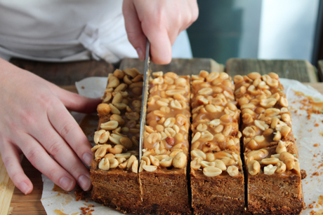 15. Slicing homemade chocolate bars