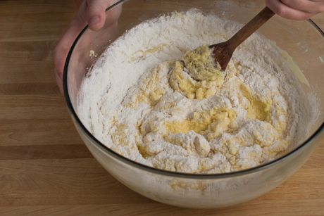 6. Add the dry ingredients to the butter and sugar ingredients alternatively with the buttermilk. Making three additions of dry ingredients and three of buttermilk. 