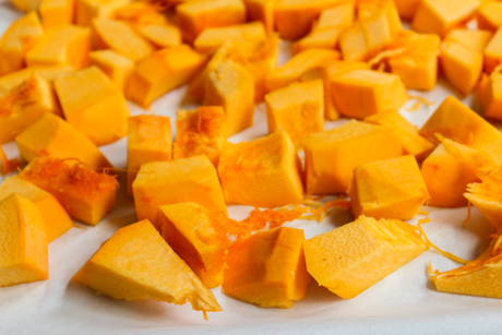 2. Roast cubed pumpkin for 30-40 minutes or until tender.