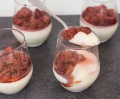 Simple Panna Cotta with Poached Strawberries