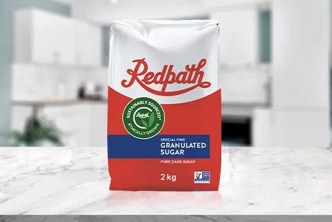 A bag of 2kg bag of Redpath sugar