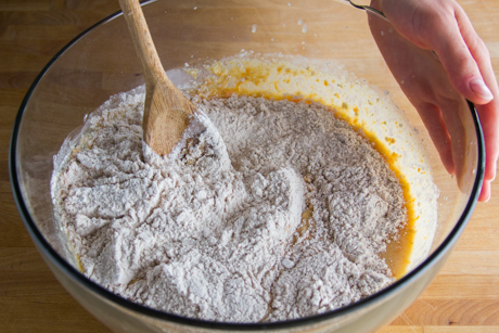 11. Stir flour into wet ingredients