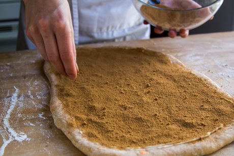 27. Cinnamon bun dough, covered with filling