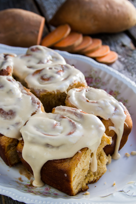 37. Glazed sweet potato cinnamon buns