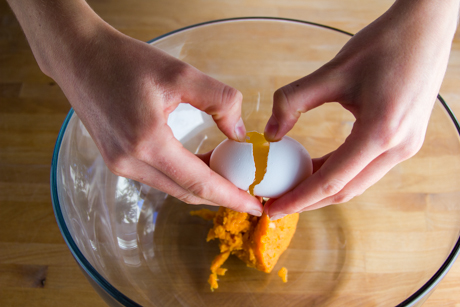 6. Add eggs to sweet potato